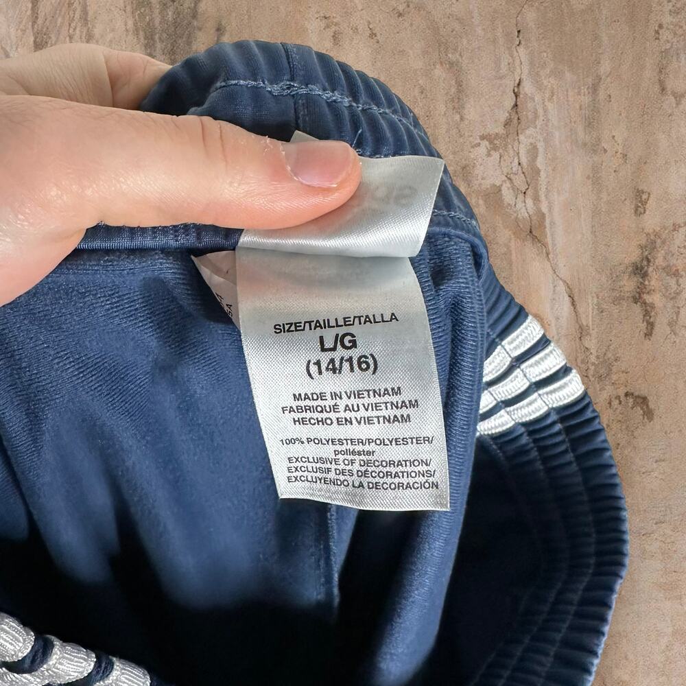 Vintage Y2K Adidas Sweatpants Youth L Slate Blue Polyester Joggers 3 Stripes - Picture 5 of 6